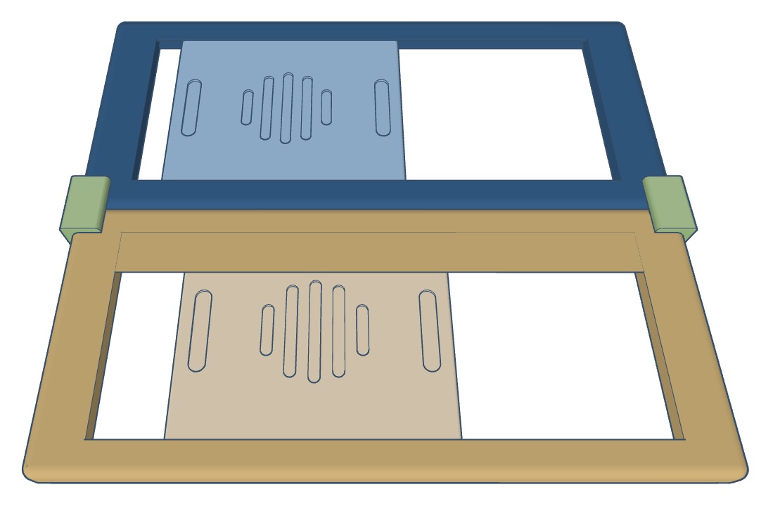 Two DoDone frames joined by a clip at each end